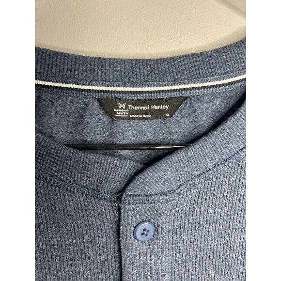Member's Mark Men's Size XL Regular Fit Long Sleeve Thermal Henley Shirt Blue - Picture 2 of 7